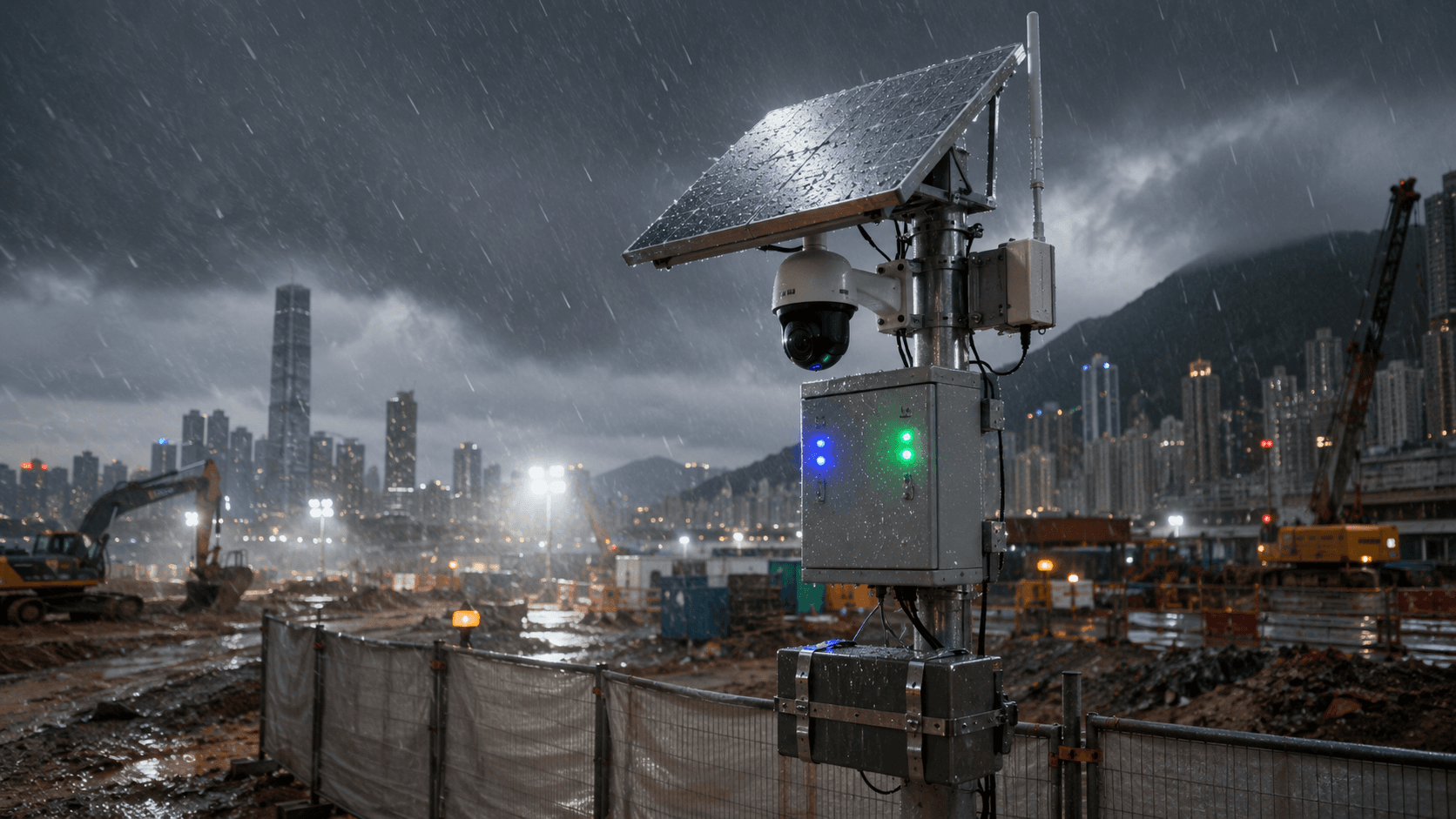 颱風雨季戶外工地監控斷電?太陽能4G供電系統實測防風不斷線
